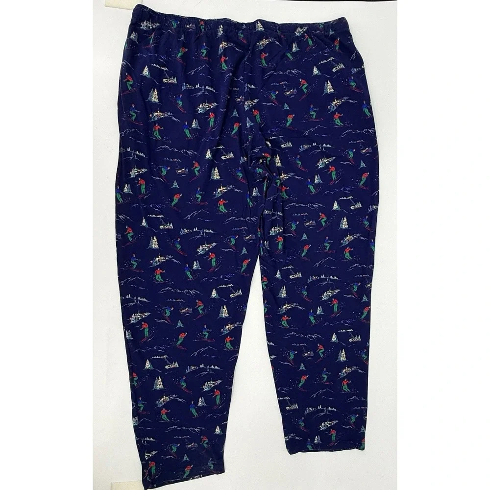 Polo by Ralph Lauren Pajama Pants Ski Winter Print Sleepwear Navy Blue Men's 2XL
